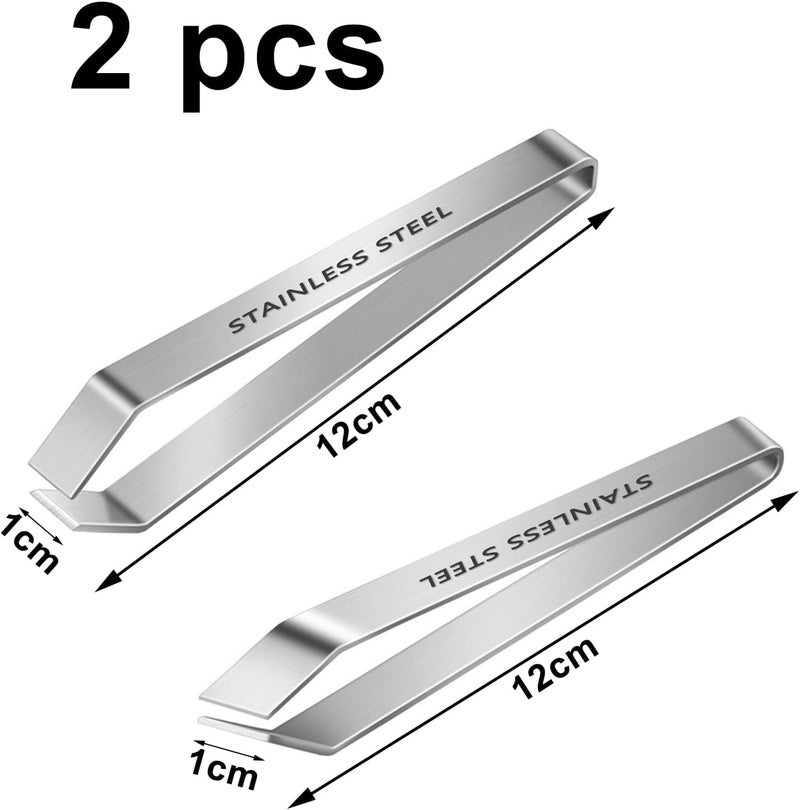 saizone 2 Pieces Fish Bone Tweezers,Salmon Bone Tweezers,Stainless Steel Fish Deboner Tool,Flat and Slant,Hair Removal Clip for Kitchen Cooking Food and Design Styling - Image 2